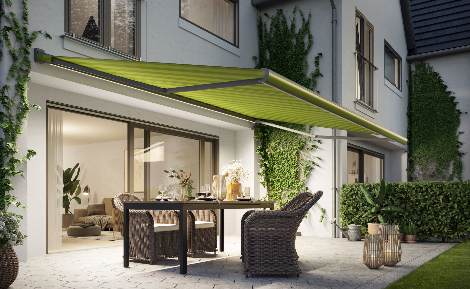 Markilux green awnings